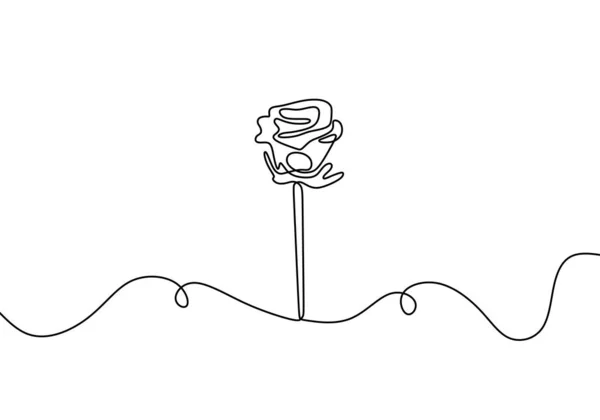 Μια Γραμμή Τριαντάφυλλο Λουλούδι Χειροποίητη Μινιμαλιστική Διανυσματική Απεικόνιση Βοτανικός Ρομαντικός — Διανυσματικό Αρχείο