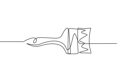 Resim fırçası bir çizgi çizimi, vektör illüstrasyon minimalizmi.