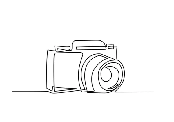 Digital Camera One Line Drawing Vector Illustration Gadget Technology Concept — Stock Vector