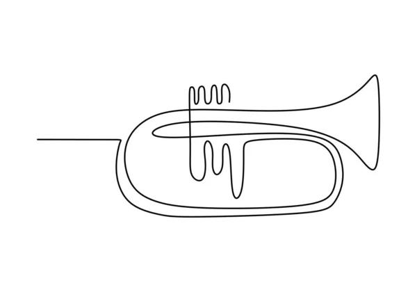 Trompeten Sie Eine Linienzeichnung Kontinuierlicher Einhändig Gezeichneter Minimalismus Vektorillustration Klassisches — Stockvektor