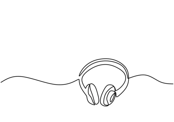 Dibujo Una Línea Altavoz Auriculares Dispositivo Gadget Diseño Contorno Dibujado — Vector de stock