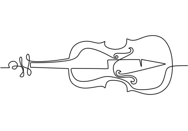 Viool Één Continue Lijntekening Snaren Muziekinstrumenten Minimalisme Concept Design Vector — Stockvector