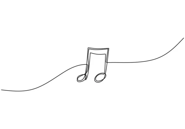 Kontinuerlig Linje Ritning Musik Symbol Vektor Illustration Minimalism Stil Isolerad — Stock vektor