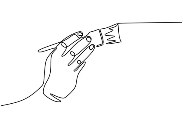 Βαφή Βούρτσα Μία Γραμμή Σχέδιο Διανυσματική Απεικόνιση Απλότητα Χέρι Που — Διανυσματικό Αρχείο