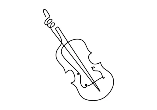 Violín Una Línea Minimalismo Dibujado Mano Única Continua Ilustración Vectorial — Vector de stock