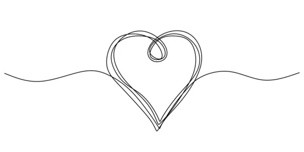 Disegno Scarabocchiare Cuore Una Linea Amore Segno Minimalismo Continuo Disegno — Vettoriale Stock