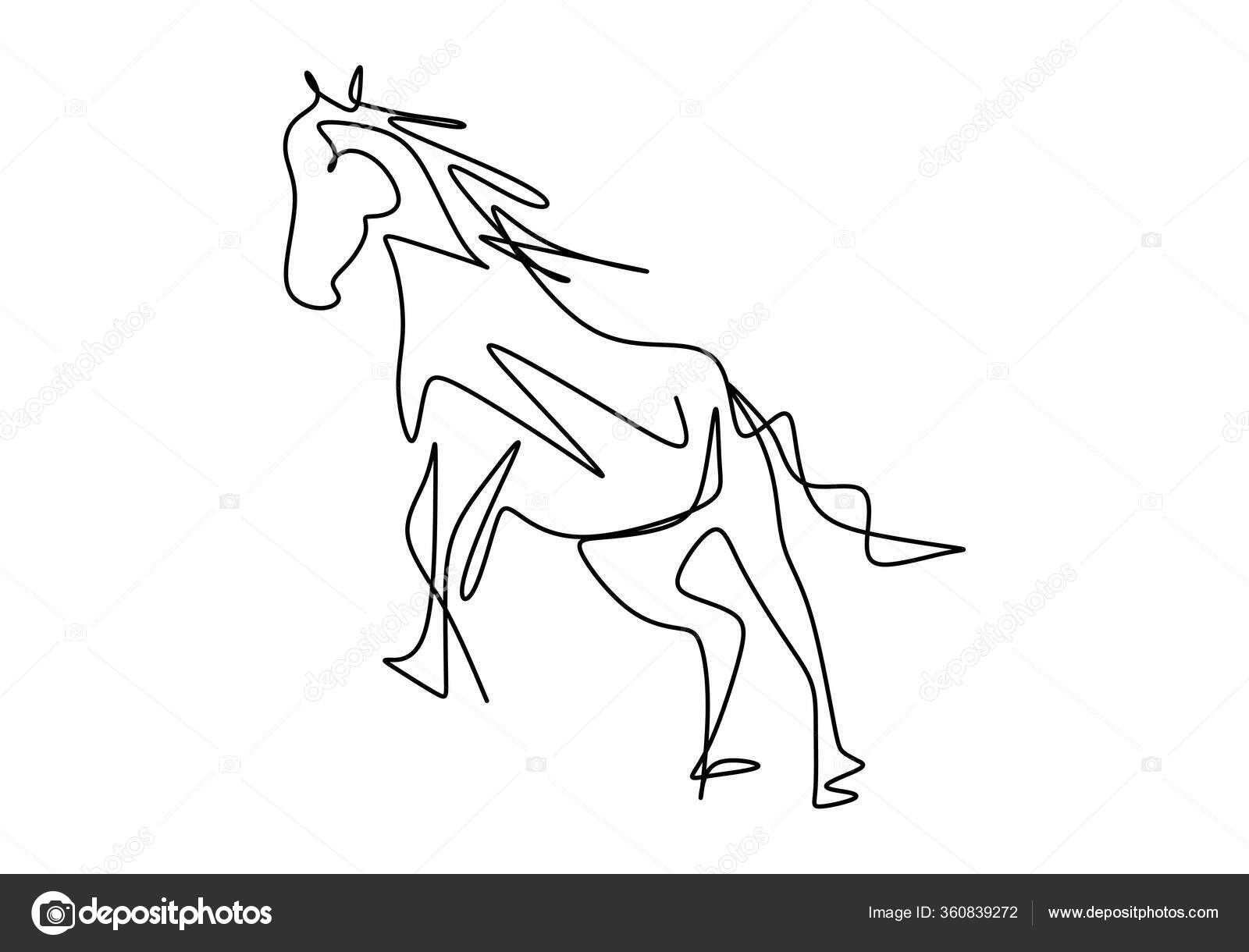 Desenho de linha contínuo de cabeça de cavalo desenho de uma linha de  cabeça de cavalo design de estilo minimalista