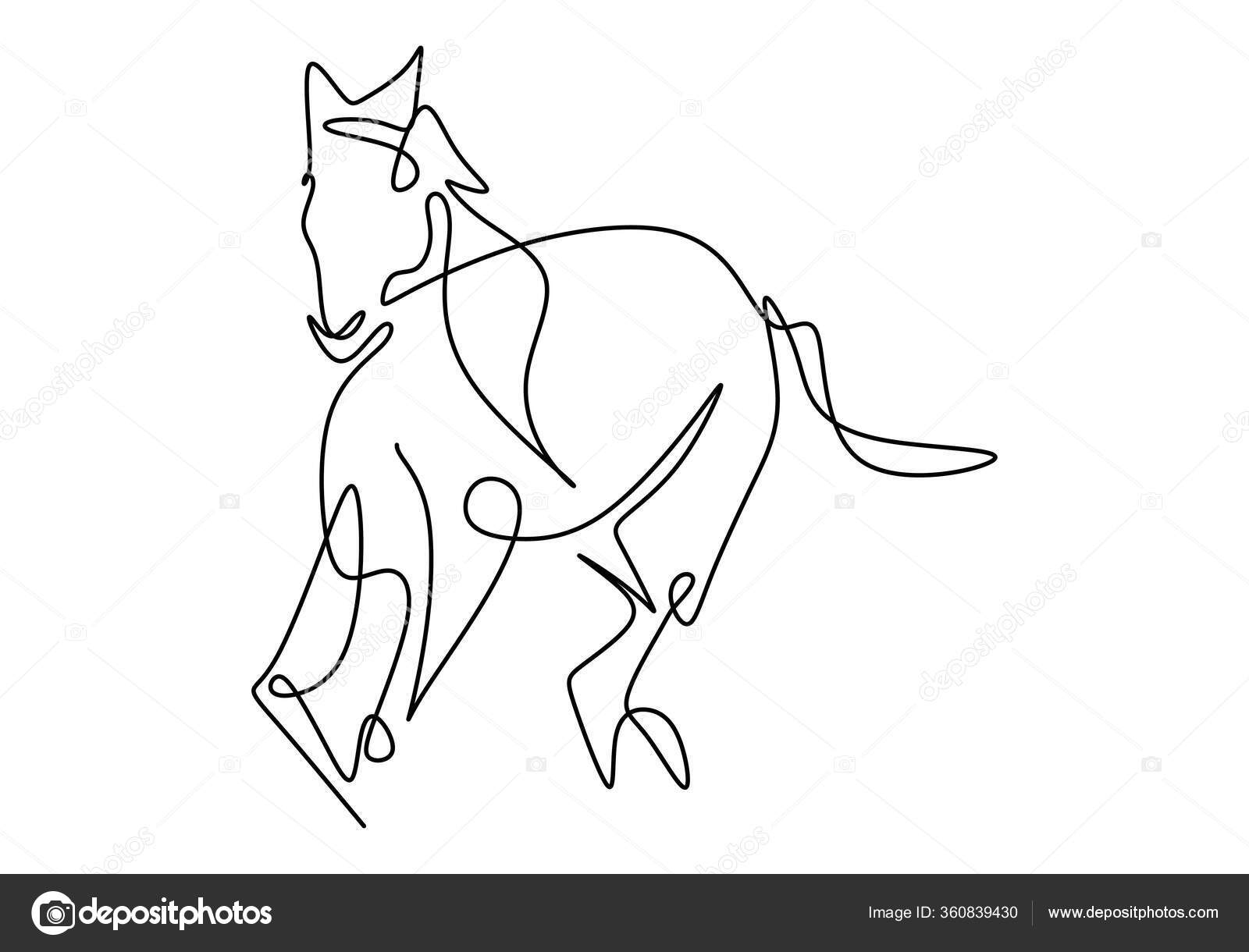 Desenho de linha contínuo de cabeça de cavalo desenho de uma linha de  cabeça de cavalo design de estilo minimalista