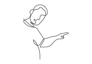 Aralıksız tek bir kişi sunumu çizdi öğretmenlik, koçluk ve sunum için ayakta durdu. İnsanlar bir şey açıklamak için tahtaya yazı yazıyorlar. Düz çizgi vektör illüstrasyonu