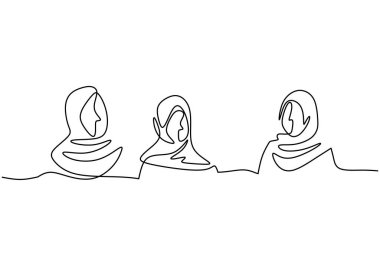 Devamlı kadın çizimi. Kendinden emin duruyorsun. Güzel bir yüz. Gülümse ve ruhunu paylaş. Kadın konseptini güçlendirmek. Vektör illüstrasyonu