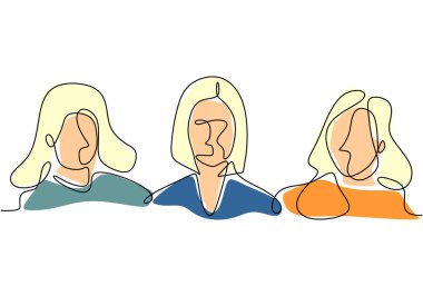 İç güzelliği olan genç ve güzel bir kadını çizmeye devam et. Sevimli ve zeki bir kadın. Güzel ve tatlı bir kadın. Kadın konseptini güçlendirmek. Vektör illüstrasyonu