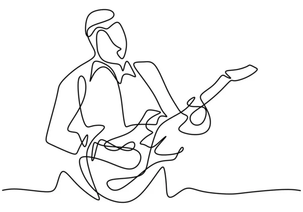 Persona Cantar Una Canción Con Guitarra Acústica Joven Guitarrista Masculino — Vector de stock