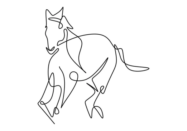 Dessin Ligne Unique Identité Logo Entreprise Cheval Élégance Cheval Course — Image vectorielle