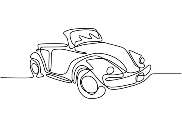 Uma Única Linha Desenho Carro Antigo Retro Vintage Auto Conceito — Vetor de Stock