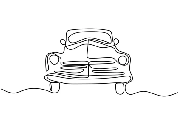 Dibujo Una Sola Línea Viejo Auto Retro Vintage Concepto Clásico — Vector de stock