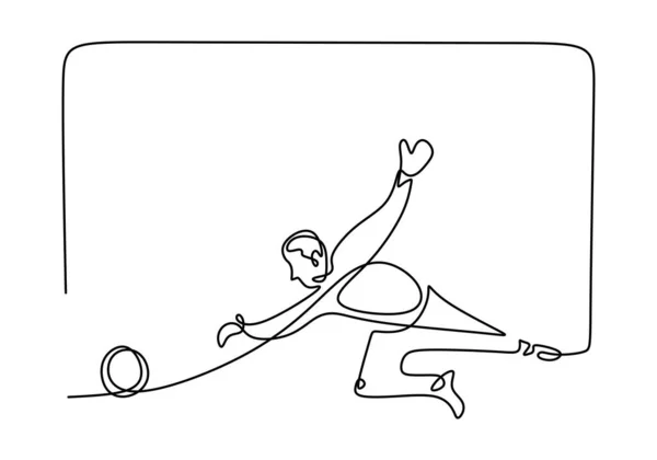 Dibujo Línea Continua Pelota Voleibol Atleta Hombre Atleta Profesional Fitness — Vector de stock