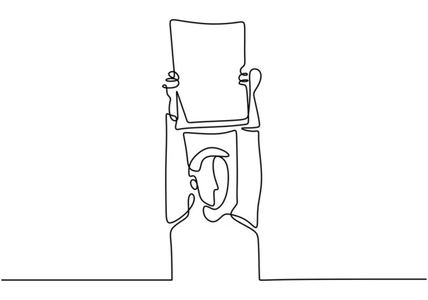 Homem Protestante Simples Ilustração Vetorial Preto Branco Desenho Linha Contínua — Vetor de Stock