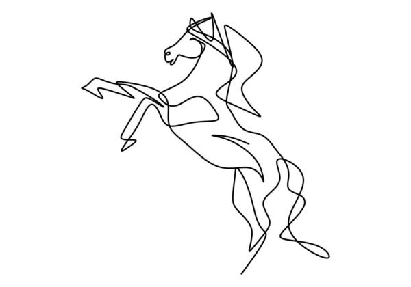 Dessin Ligne Continue Poupée Rétro Vieux Cheval Classique Bois Art — Image vectorielle