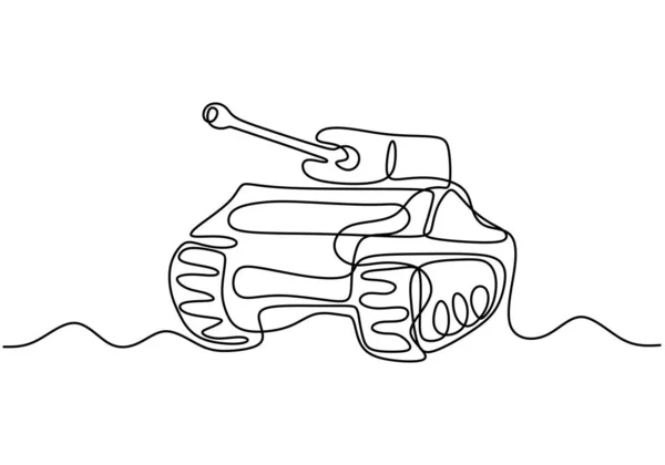 Dessin Une Ligne Véhicule Combat Armée Conçu Transport Combat Minimalisme — Image vectorielle