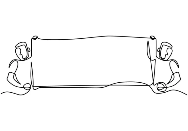 連続1行2人の男が空白の看板を保持描画します イラストのコンセプト — ストックベクタ