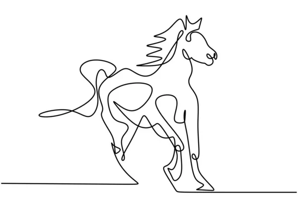 Een Enkele Lijn Tekening Van Elegantie Paard Bedrijf Logo Identiteit — Stockvector