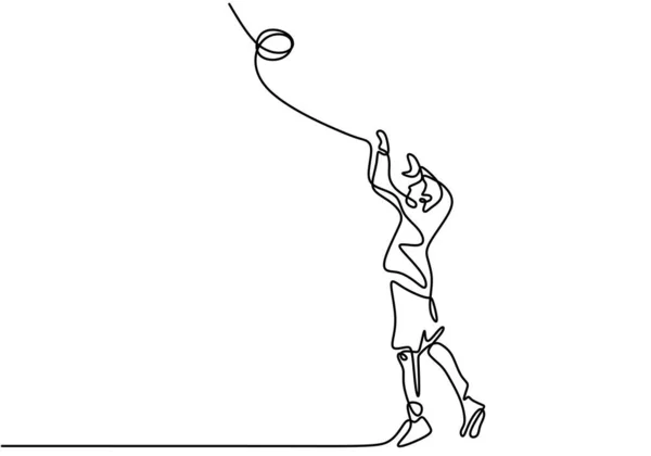 Kontinuierliche Linienzeichnung Des Männlichen Athleten Volleyball Leistungssportler Fitness Konzept Sport — Stockvektor