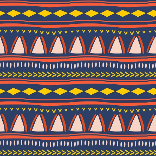 Padrão Sem Costura Tribal Estilo Africano Sobre Fundo Preto Padrão — Vetor de Stock