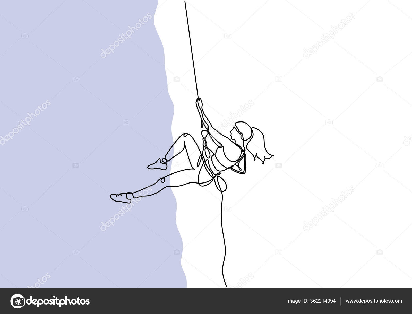 Extreme Sport One Line Drawing Girl Doing Rock Climbing Rope Stock Vector  by ©ngupakarti 362214094