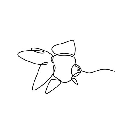 Altın balık bir çizgi çizim, vektör illüstrasyon minimalizm tarzı.