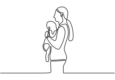 Anneler Günün kutlu olsun. Sevgiyle bebeğini tutan kadını çizmeye devam et. Kollarında tutarak.