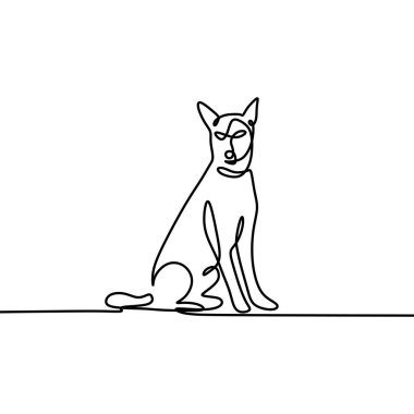 köpek bir çizgi çizimi, vektör illüstrasyon minimalizm tarzı.