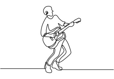 Gitar çalan adam sürekli şarkı söylüyor. Gitar çalmak ve şarkı söylemek. Profesyonel gitarist. Müziğe bayılırım. Gitar enstrümanları, enstrümantal müzik, basit tarz, el yapımı vektör çizimi