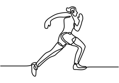 Hızlı koşan bir sporcu çizgisi. minimalizm vektör illüstrasyonu.