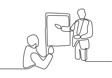 Sunumun sürekli çizimi. Yaratıcı iş ekibi proje üzerinde beyin fırtınası yapıyor.