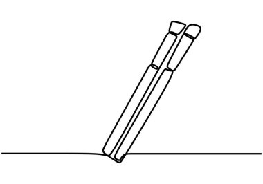 Boya fırçası bir çizgi çiziyor. Sanatçı ya da ressam için bir araç. Yaratıcılık sanatı kavramı. Vektör illüstrasyonu basitlik el çizimi.