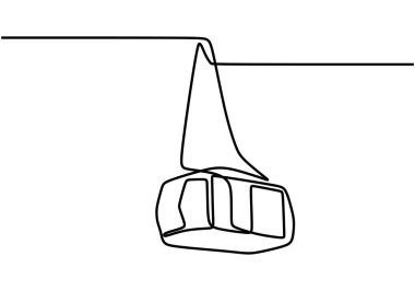 Vektör teleferik. Sürekli bir çizgi çizerek dağa ulaşımı sağlıyor..