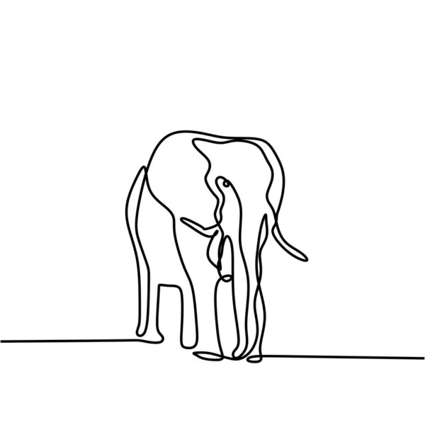 Dibujo Una Línea Ilustración Vectores Elefante Estilo Abstracto Minimalismo Animal — Vector de stock