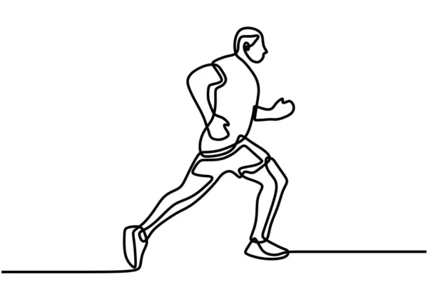 若い精力的な女性ランナーの一本の線画は リラックスベクトルイラストを実行します 午前中に道路を走っている若い人たち 健康的なスポーツトレーニングの概念 ベクターイラスト — ストックベクタ