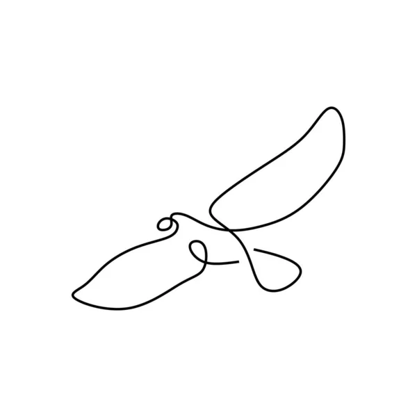 Flying Bird One Line Drawing Vector Illustration Minimalism Style — Stock Vector