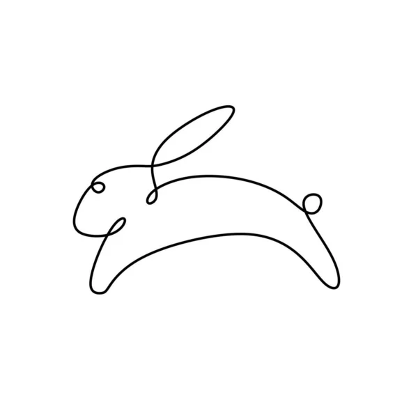 Coniglio Disegno Continuo Una Linea Illustrazione Vettoriale Minimalismo — Vettoriale Stock