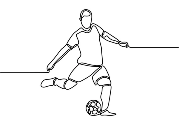 Seul Dessin Ligne Continu Concept Football Professionnel Donne Coup Pied — Image vectorielle