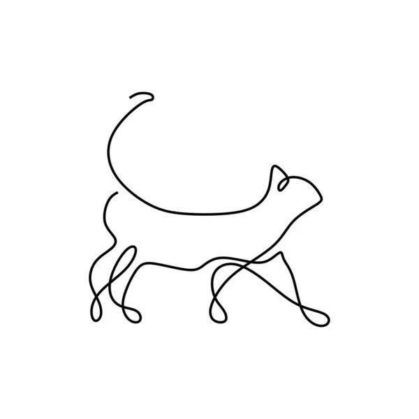 Gatto Disegno Una Linea Illustrazione Vettoriale Stile Minimalismo — Vettoriale Stock