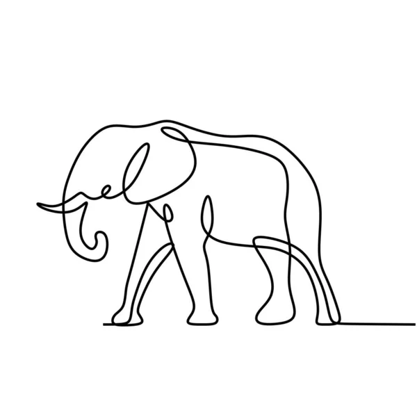 Dibujo Una Línea Ilustración Vectores Elefante Estilo Abstracto Minimalismo Animal — Archivo Imágenes Vectoriales