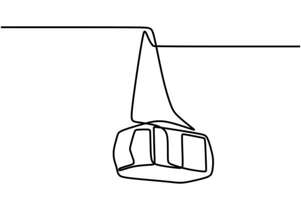 Векторная Канатная Дорога Непрерывный Чертеж Одной Линии Транспорт Горы — стоковый вектор