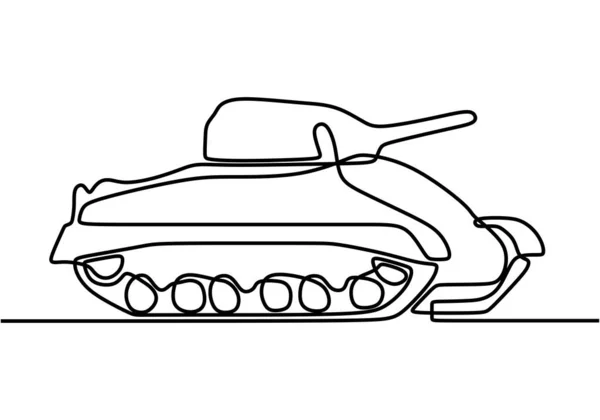 Tanque Una Línea Dibujo Vehículo Blindado Combate Diseñado Para Combate — Archivo Imágenes Vectoriales