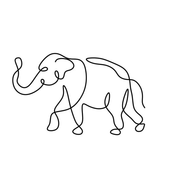 One Line Drawing Elephant Vector Illustration Abstract Wildlife Animal Minimalism — Stock Vector