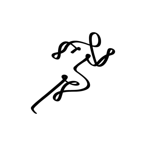 Непрерывный Рисование Линии Человек Бежит Абстрактная Векторная Иллюстрация Минимализма Знак — стоковый вектор