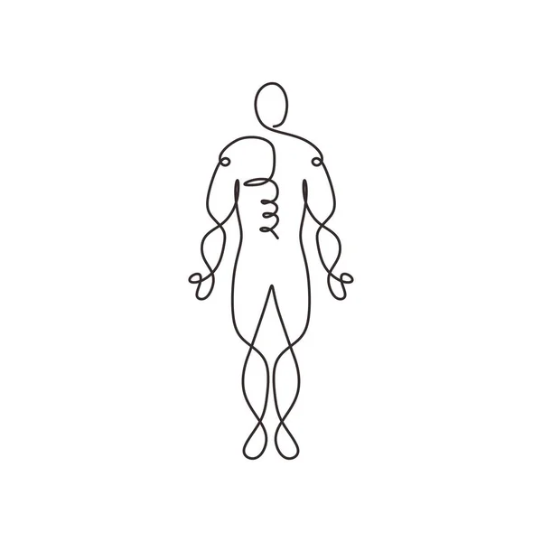 Human Portrait One Line Drawing Body Anatomy Hand Drawn Minimalism — Stock Vector