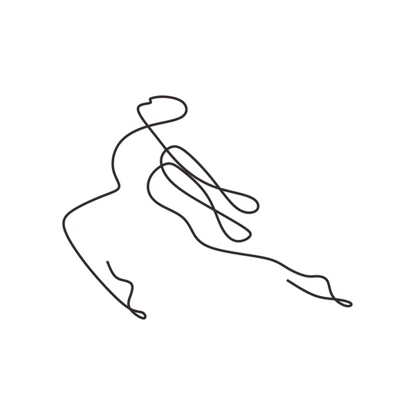 Одна Лінія Малювання Людина Біжить Мінімалізм Лінії Безперервна Рука Тягне — стоковий вектор