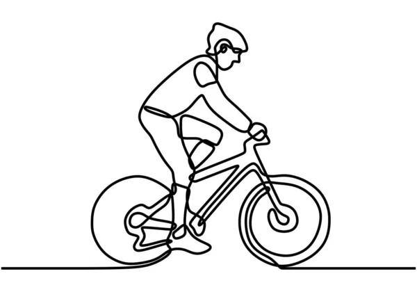 One Line Drawing Continuous Line Art Bicycle Athlete Professional Sport — Stock Vector